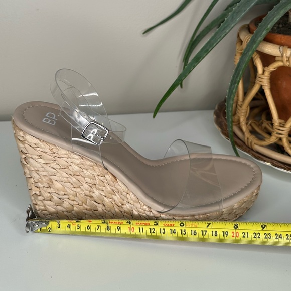 BP. Clear Strap Espadrille Wedge Sandals Size 10M Ankle Strap Platform Heels NWT - Picture 11 of 12